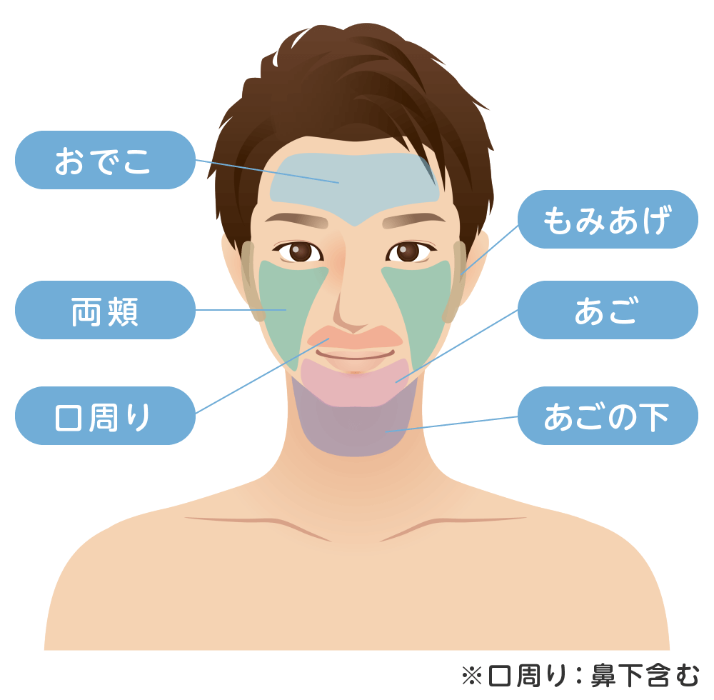 南流山のメンズ全身医療脱毛対象部位